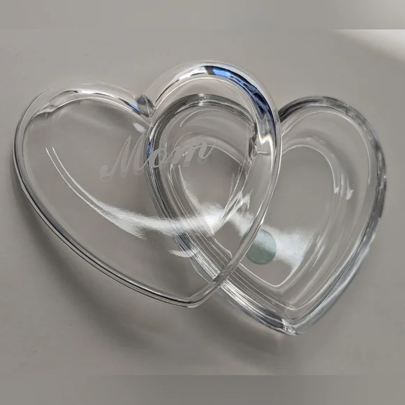 "MOM" Vintage Authentic TIFFANY & CO Lead Crystal HEART Jewelry Trinket Box - Picture 3 of 9